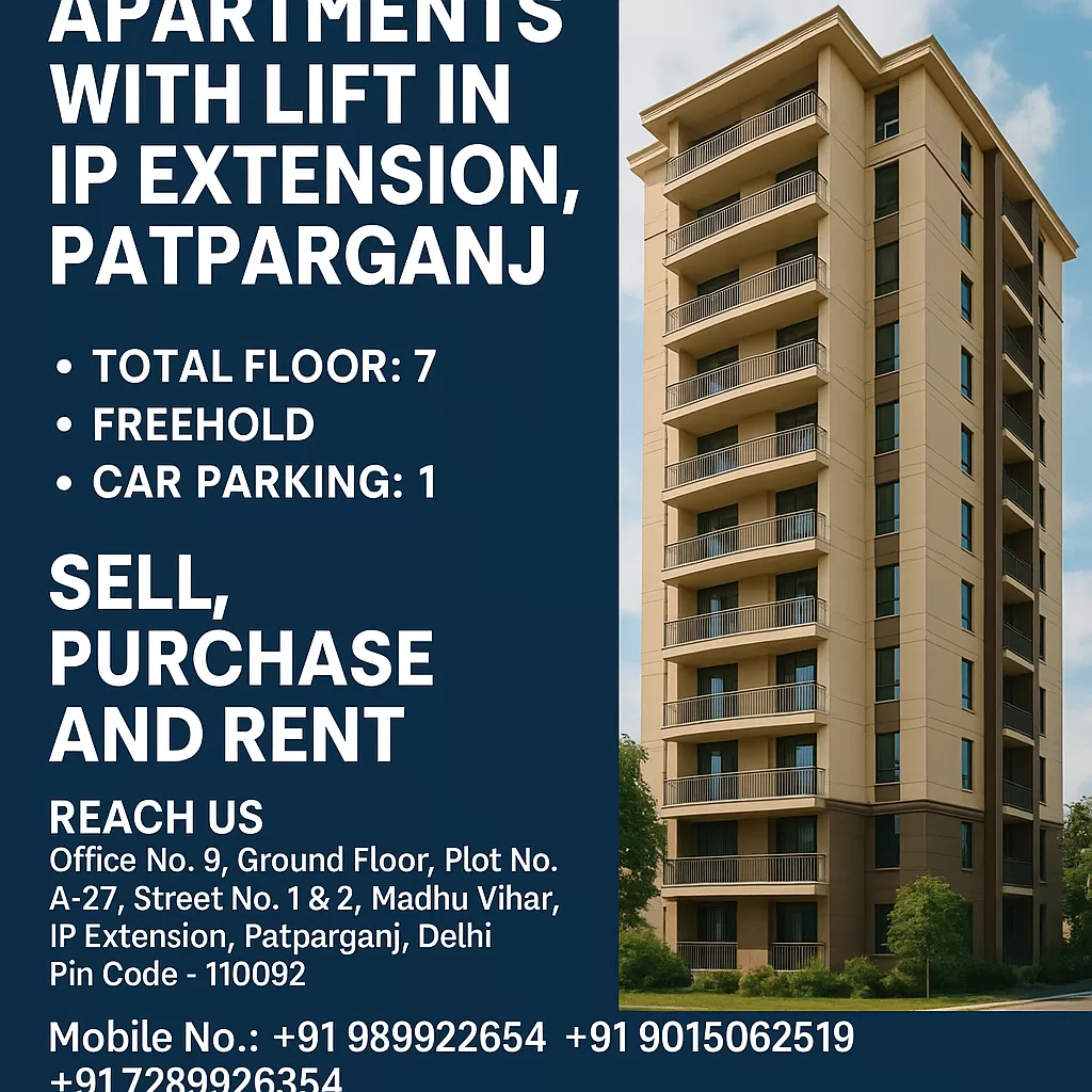 Multistorey Apartment with Lift in IP Extension Patparganj